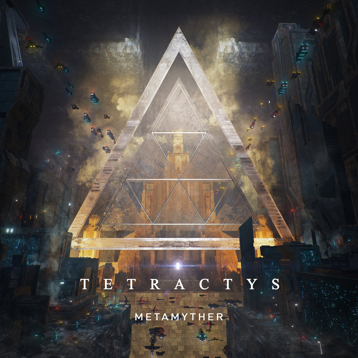 Tetractys album cover with a glowing triangle